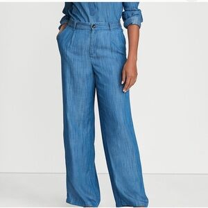 Land’s End Women's High Rise TENCEL™ Fiber Pleated Wide Leg Pants Size 6P NWT
